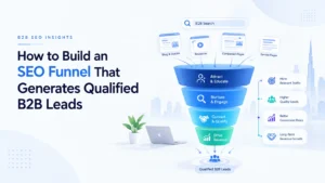 B2B SEO funnel showing how content attracts and converts qualified leads
